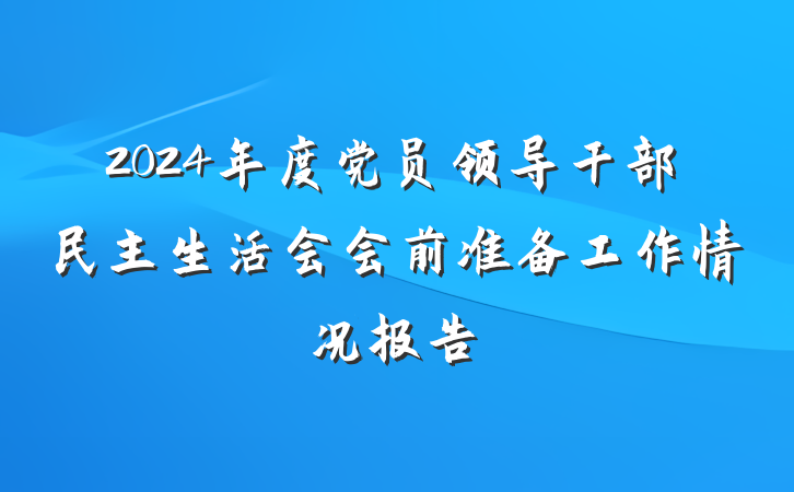2024年度党员领导干部民主生活会会前准备工作情况报告