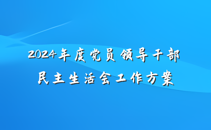 2024年度党员领导干部民主生活会工作方案