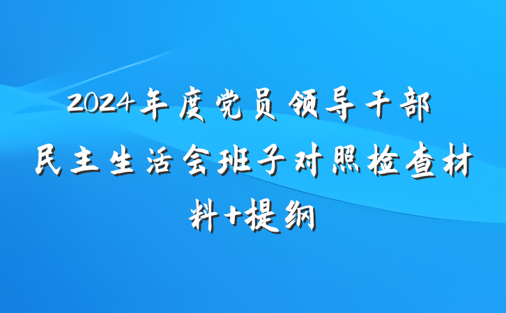 2024年度党员领导干部民主生活会班子对照检查材料 提纲