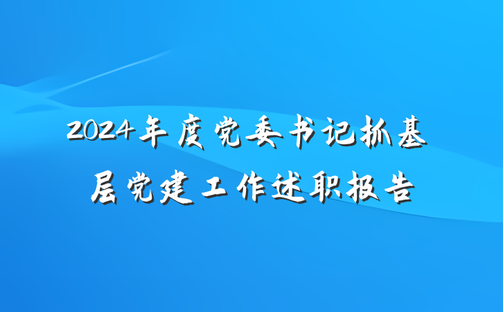 2024年度党委书记抓基层党建工作述职报告