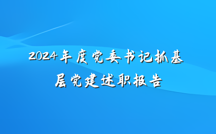 2024年度党委书记抓基层党建述职报告