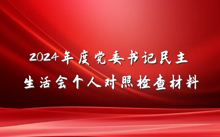 2024年度党委书记民主生活会个人对照检查材料