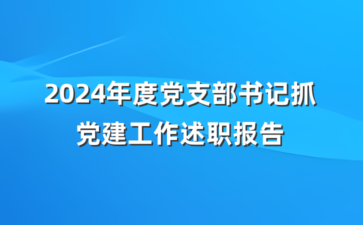 2024年度党支部书记抓党建工作述职报告