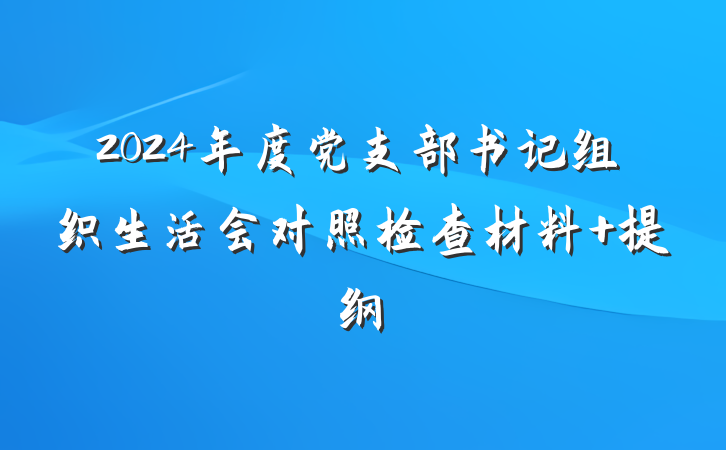 2024年度党支部书记组织生活会对照检查材料 提纲