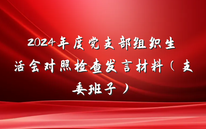 2024年度党支部组织生活会对照检查发言材料（支委班子）