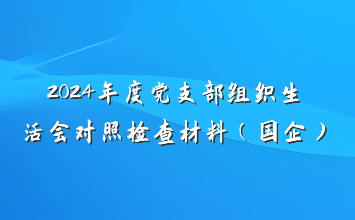 2024年度党支部组织生活会对照检查材料（国企）