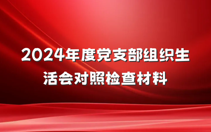 2024年度党支部组织生活会对照检查材料