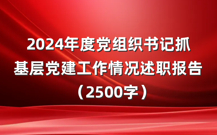 2024年度党组织书记抓基层党建工作情况述职报告（2500字）