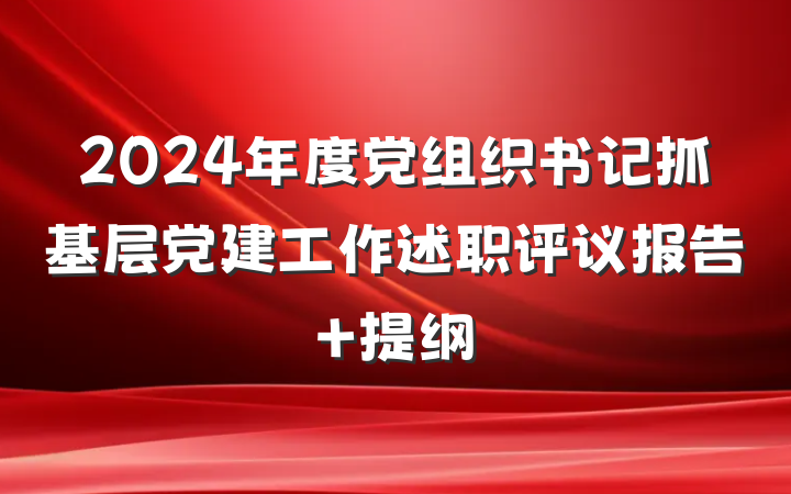 2024年度党组织书记抓基层党建工作述职评议报告 提纲