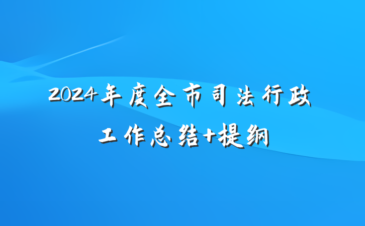 2024年度全市司法行政工作总结 提纲