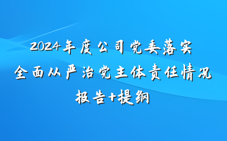 2024年度公司党委落实全面从严治党主体责任情况报告 提纲