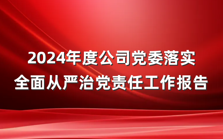 2024年度公司党委落实全面从严治党责任工作报告