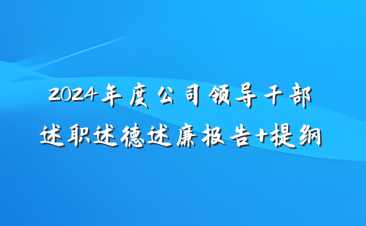 2024年度公司领导干部述职述德述廉报告 提纲