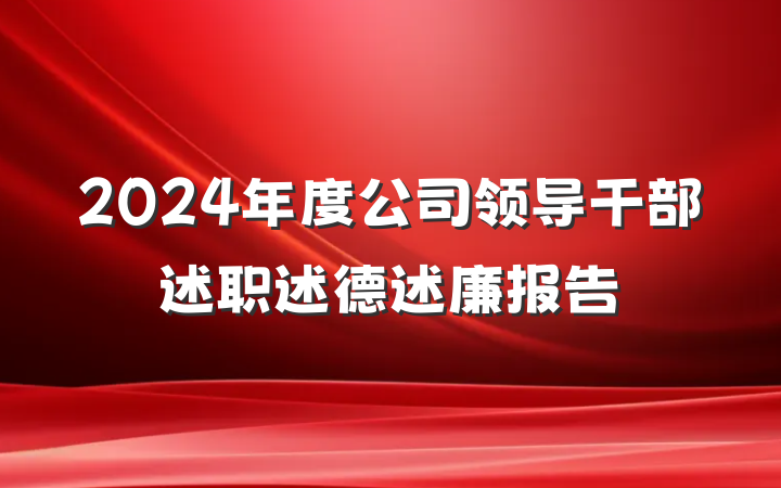 2024年度公司领导干部述职述德述廉报告