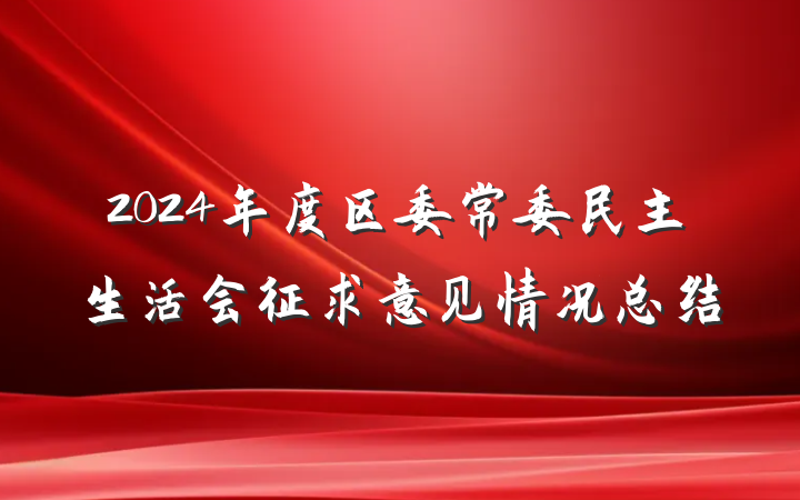 2024年度区委常委民主生活会征求意见情况总结