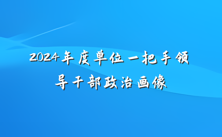 2024年度单位一把手领导干部政治画像