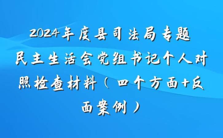 2024年度县司法局专题民主生活会党组书记个人对照检查材料（四个方面 反面案例）