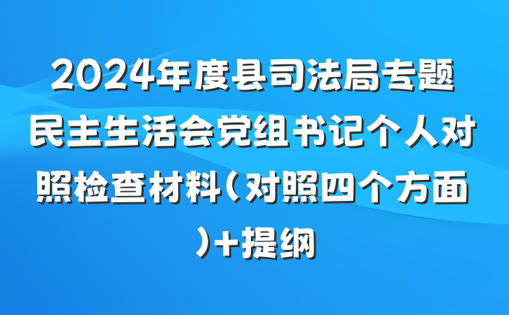 2024年度县司法局专题民主生活会党组书记个人对照检查材料（对照四个方面） 提纲