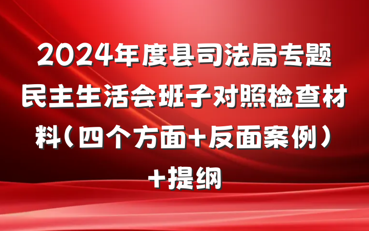 2024年度县司法局专题民主生活会班子对照检查材料（四个方面 反面案例） 提纲