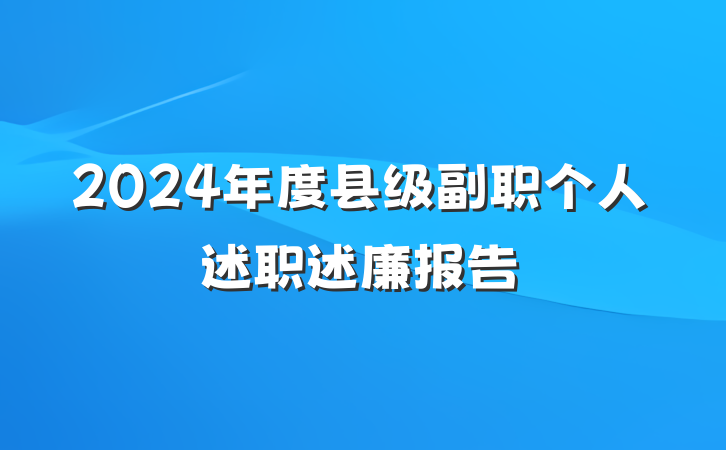 2024年度县级副职个人述职述廉报告