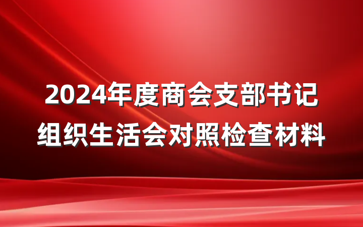 2024年度商会支部书记组织生活会对照检查材料