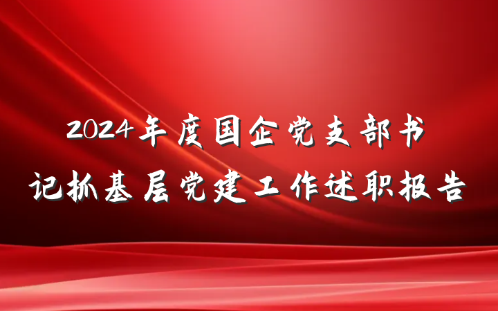 2024年度国企党支部书记抓基层党建工作述职报告