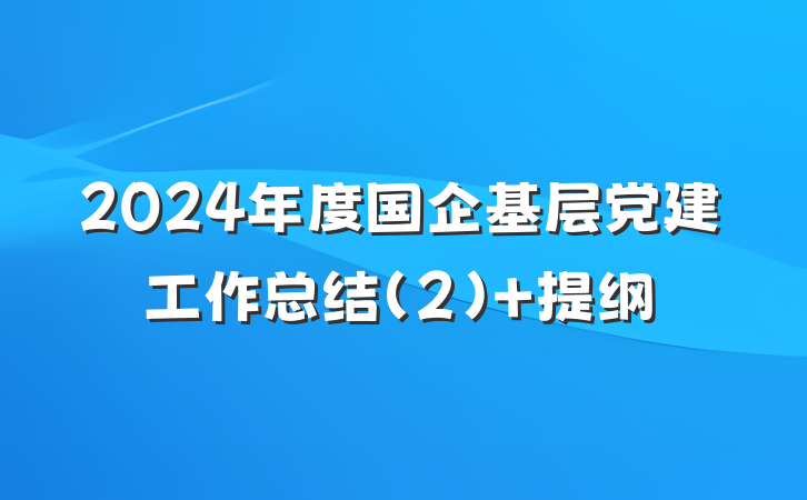 2024年度国企基层党建工作总结（2） 提纲