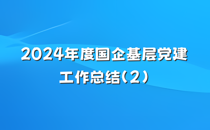 2024年度国企基层党建工作总结（2）