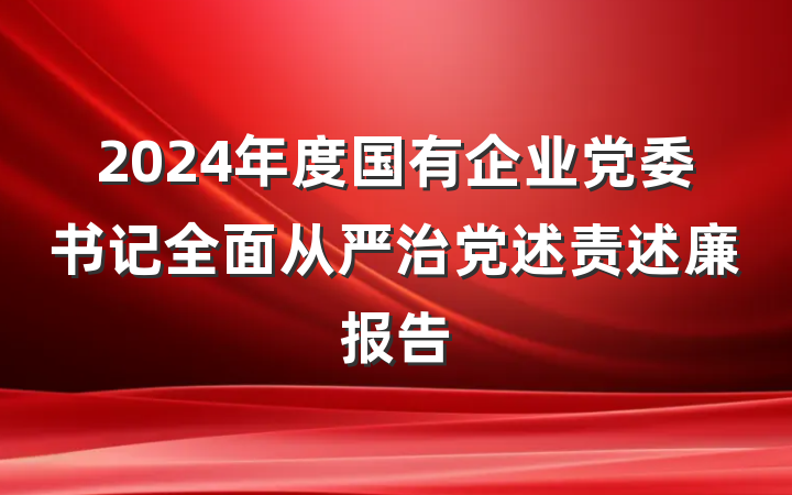 2024年度国有企业党委书记全面从严治党述责述廉报告