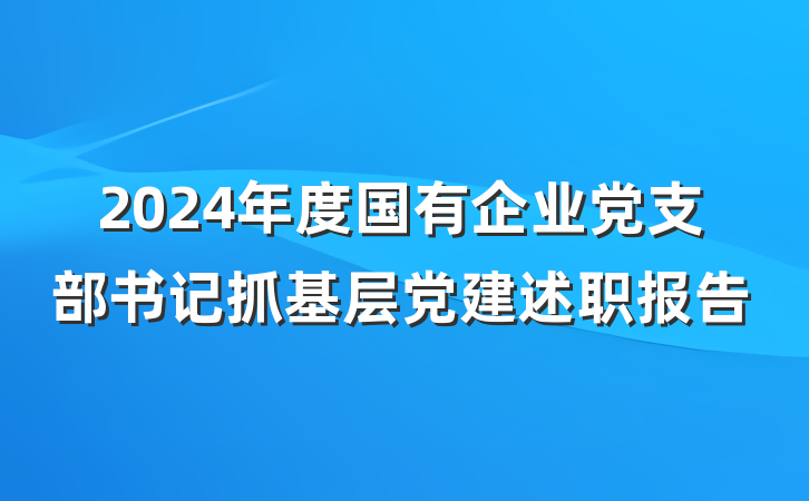 2024年度国有企业党支部书记抓基层党建述职报告