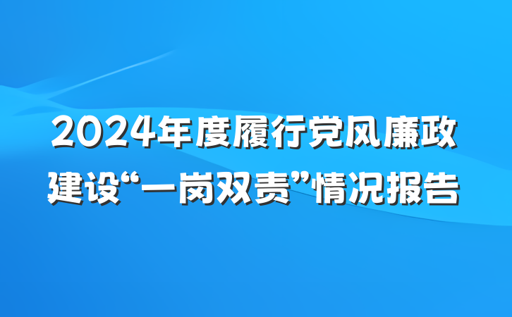 2024年度履行党风廉政建设“一岗双责”情况报告