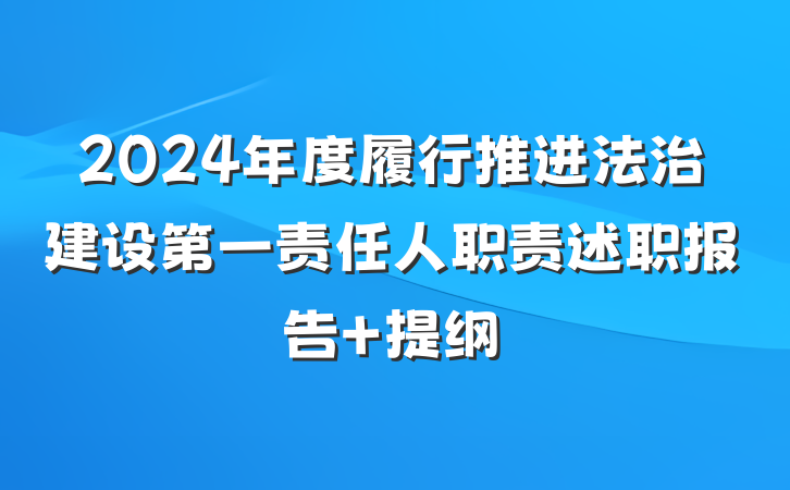 2024年度履行推进法治建设第一责任人职责述职报告 提纲