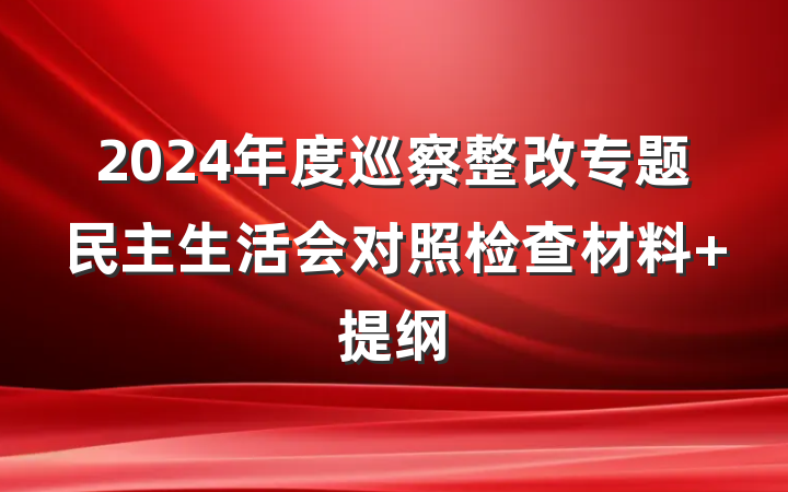 2024年度巡察整改专题民主生活会对照检查材料 提纲