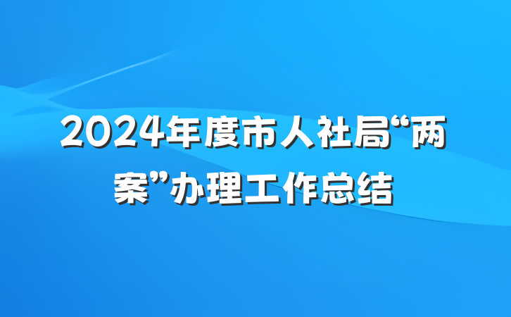 2024年度市人社局“两案”办理工作总结