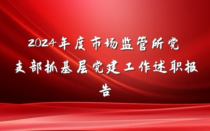 2024年度市场监管所党支部抓基层党建工作述职报告