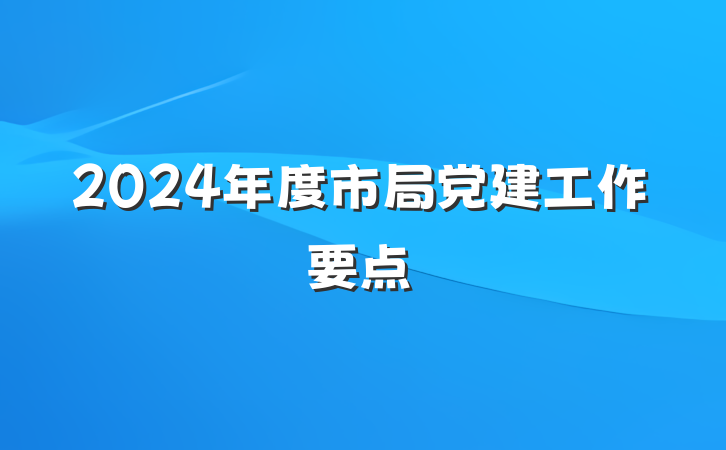 2024年度市局党建工作要点