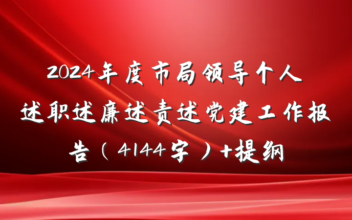 2024年度市局领导个人述职述廉述责述党建工作报告（4144字） 提纲