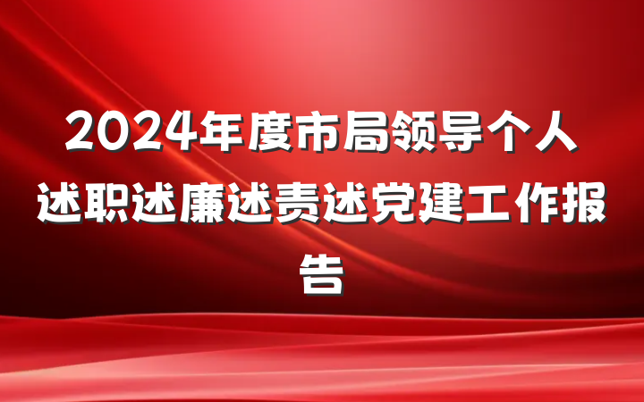 2024年度市局领导个人述职述廉述责述党建工作报告