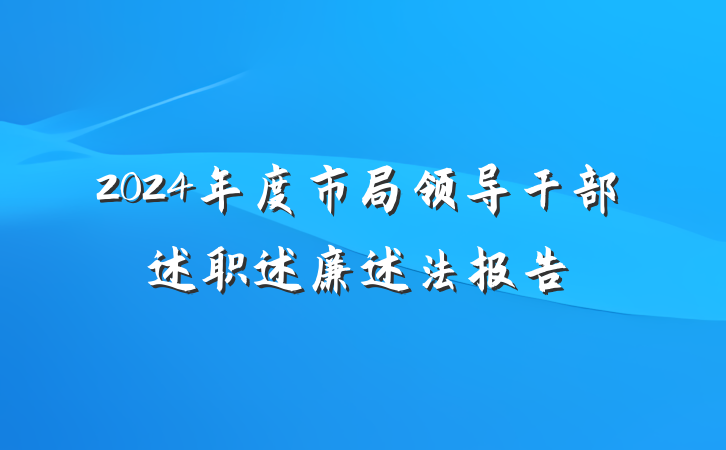 2024年度市局领导干部述职述廉述法报告