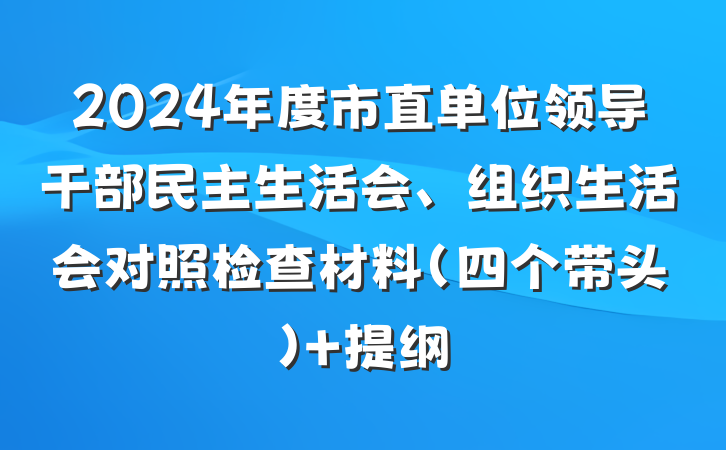 2024年度市直单位领导干部民主生活会、组织生活会对照检查材料（四个带头） 提纲