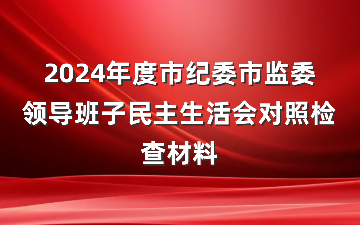 2024年度市纪委市监委领导班子民主生活会对照检查材料