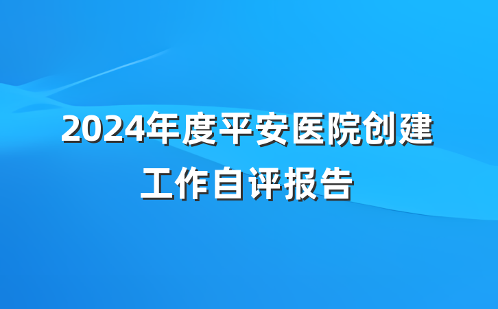 2024年度平安医院创建工作自评报告