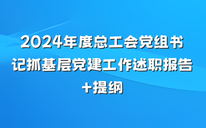 2024年度总工会党组书记抓基层党建工作述职报告 提纲