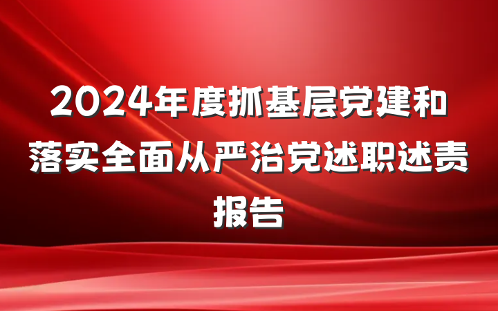 2024年度抓基层党建和落实全面从严治党述职述责报告