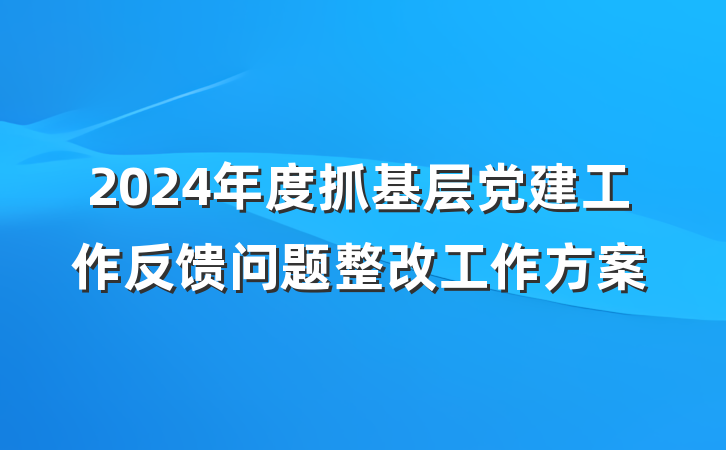 2024年度抓基层党建工作反馈问题整改工作方案