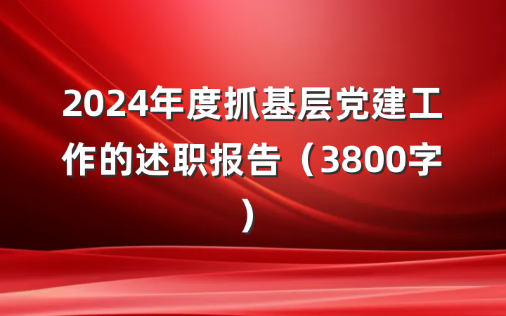 2024年度抓基层党建工作的述职报告（3800字）