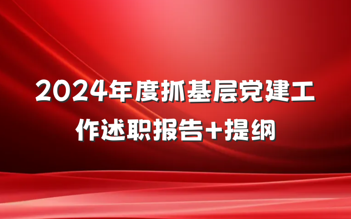 2024年度抓基层党建工作述职报告 提纲
