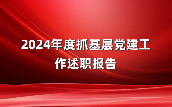 2024年度抓基层党建工作述职报告