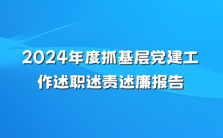 2024年度抓基层党建工作述职述责述廉报告