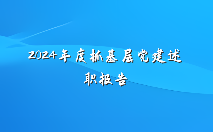 2024年度抓基层党建述职报告